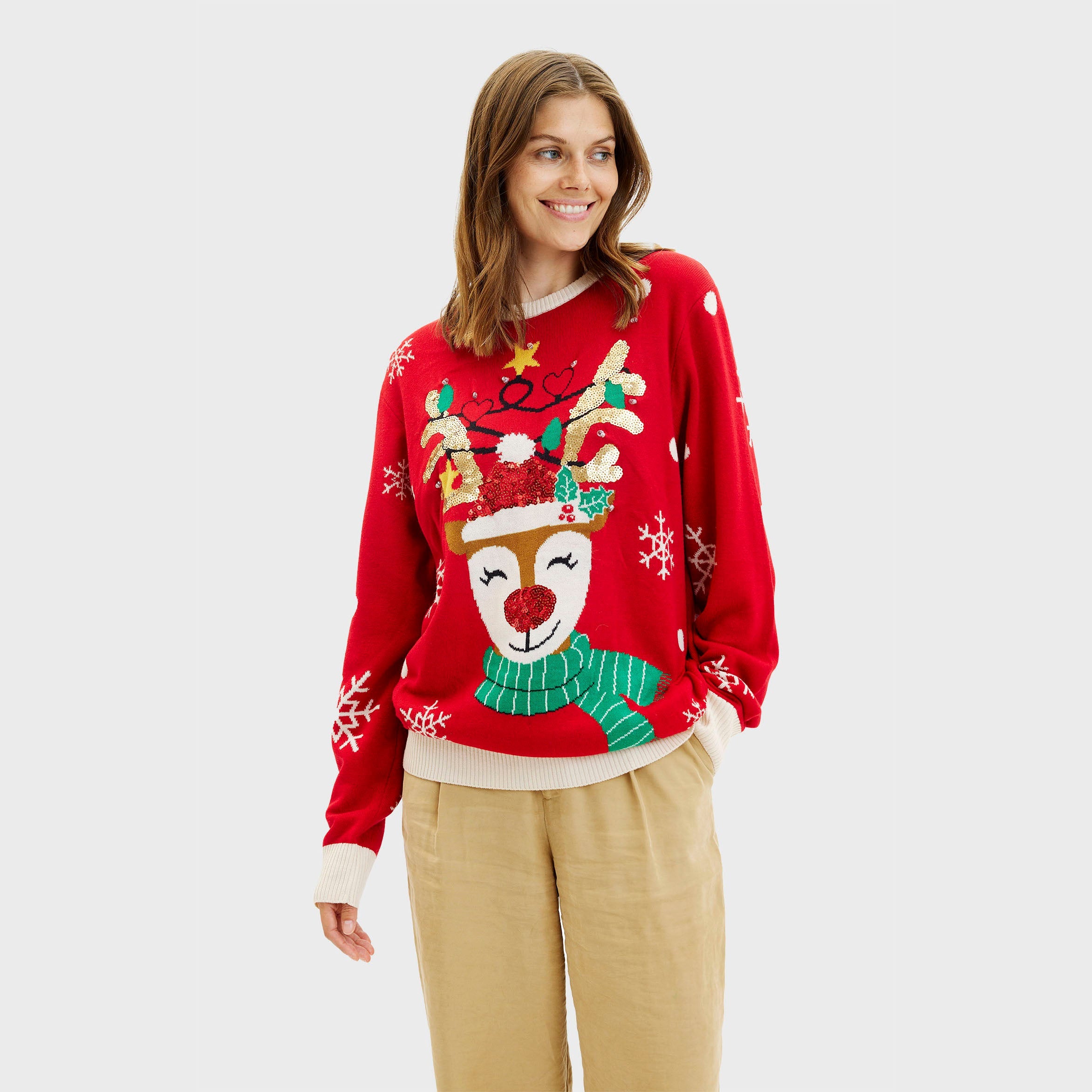 Det søde rensdyrs julesweater - Dame